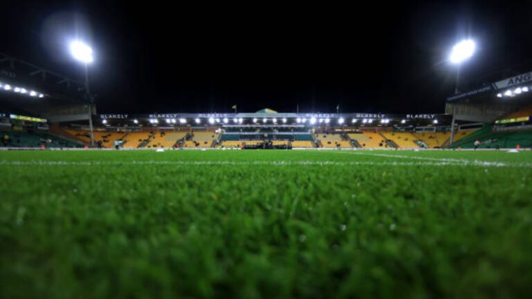 Carrow Road under lights