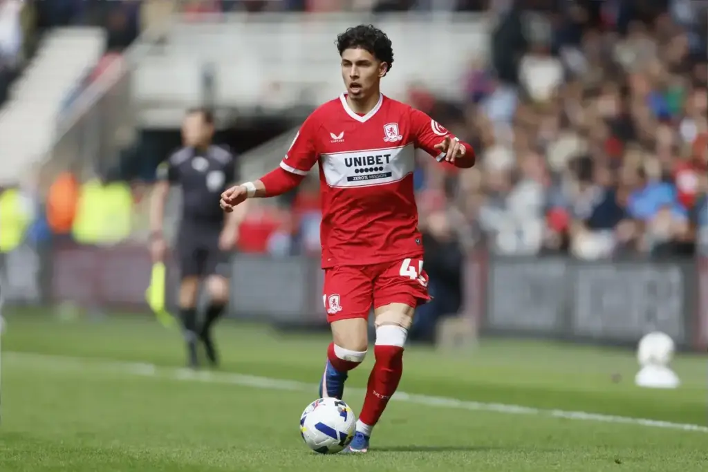Portrait of Middlesbrough's Jeremy Sarmiento (45) during the EFL Sky Bet Championship match between Middlesbrough and Watford at the Riverside Stadium, Middlesbrough, UK on 25 April 2026.